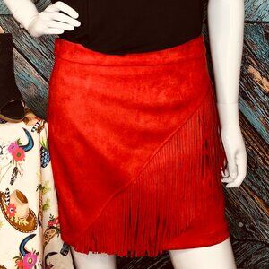 Crazy Train Red Fringe Skirt